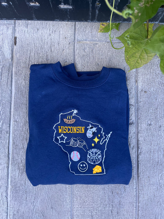Wisconsin Icon Crewneck Navy