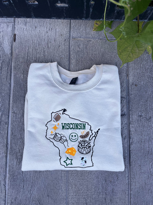 Wisconsin Icon Crewneck Cream