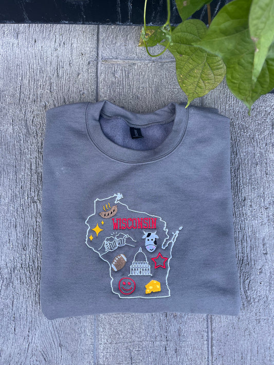 Wisconsin Icon Crewneck Gray