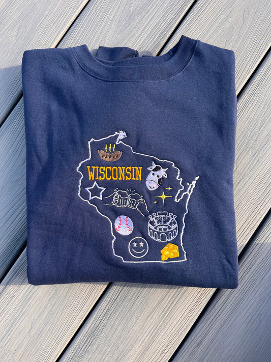 Wisconsin Icon Crewneck Navy