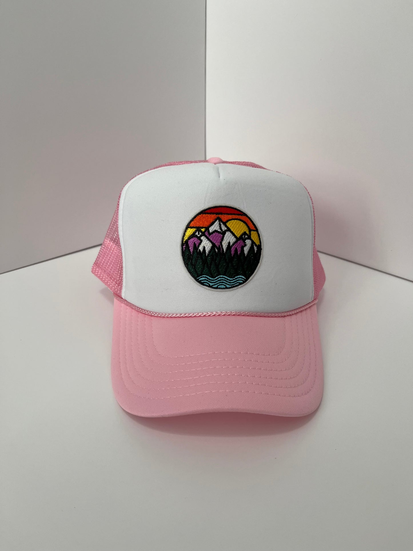 White and Pink Trucker Hat